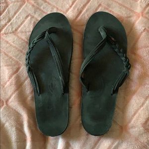 Black Narrow Strap Braided Rainbow Sandals